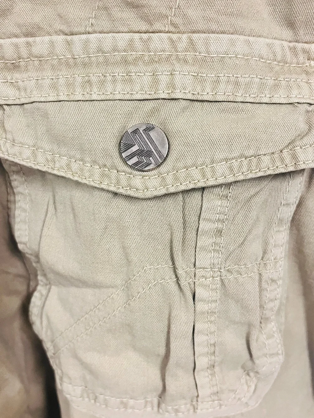 Khaki Cargo Shorts with Contrast Web Belt